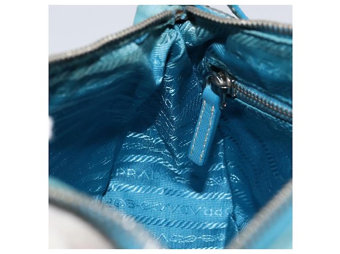 PRADA Schultertasche Nylon Hellblau Silber Auth LNZ298 - Ansicht 22