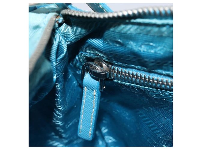 PRADA Schultertasche Nylon Hellblau Silber Auth LNZ298 - Ansicht 23
