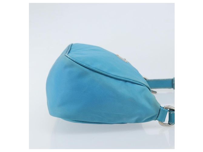 PRADA Schultertasche Nylon Hellblau Silber Auth LNZ298 - Ansicht 3
