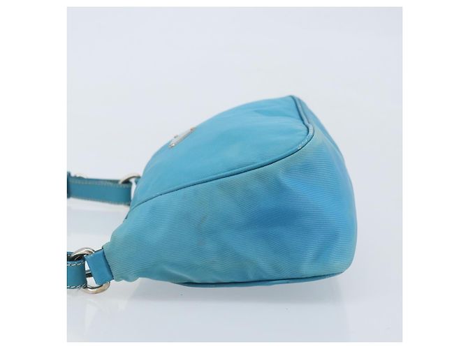 PRADA Schultertasche Nylon Hellblau Silber Auth LNZ298 - Ansicht 4