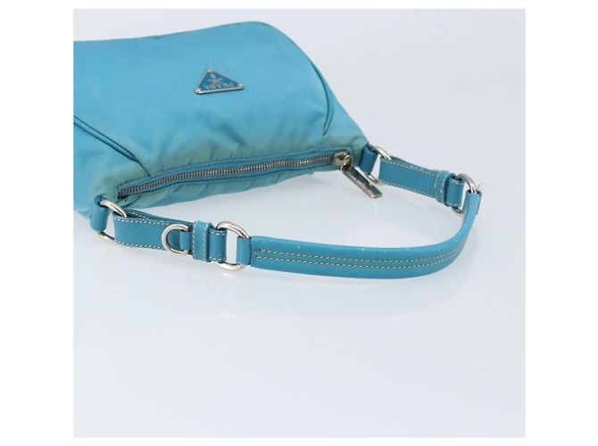 PRADA Schultertasche Nylon Hellblau Silber Auth LNZ298 - Ansicht 7
