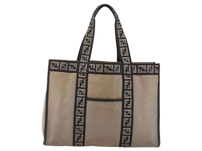 FENDI Tote Bag aus braunem Canvas mit Silber authentisch bs33677 - Ansicht 13