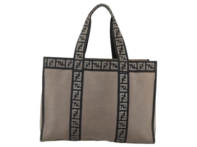 FENDI Tote Bag aus braunem Canvas mit Silber authentisch bs33677 - Ansicht 2