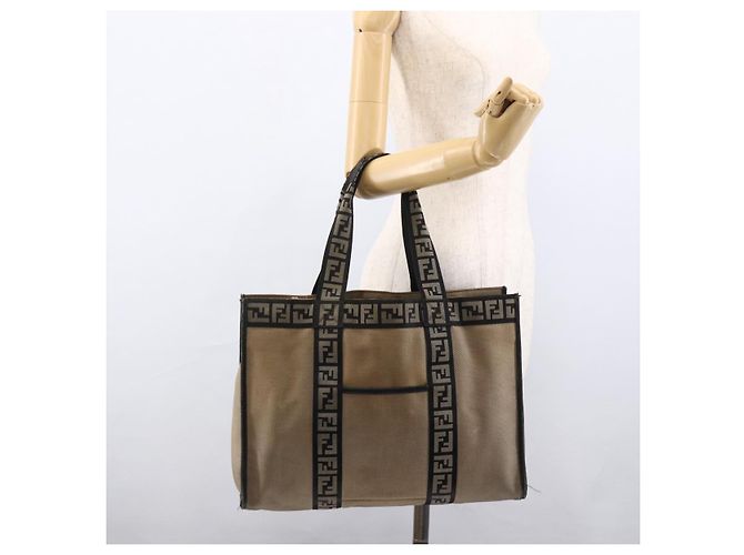FENDI Tote Bag aus braunem Canvas mit Silber authentisch bs33677 - Ansicht 21
