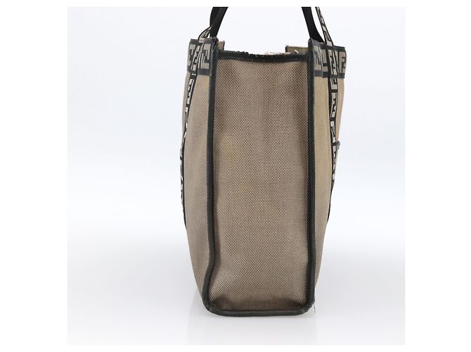 FENDI Tote Bag aus braunem Canvas mit Silber authentisch bs33677 - Ansicht 3