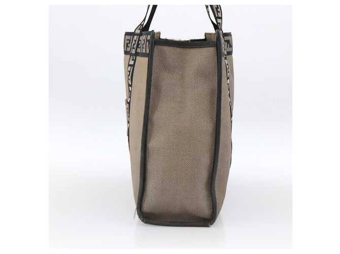 FENDI Tote Bag aus braunem Canvas mit Silber authentisch bs33677 - Ansicht 4