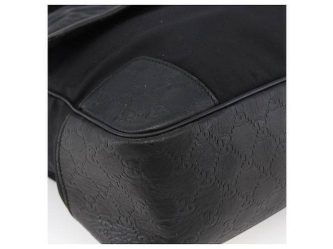 Bolsa de Ombro Guccissima em Lona Preta e Prata da GUCCI 162410 Auth bs33484 Preto - vista 14