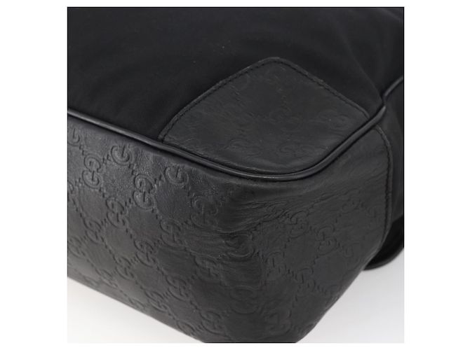 Bolsa de Ombro Guccissima em Lona Preta e Prata da GUCCI 162410 Auth bs33484 Preto - vista 15