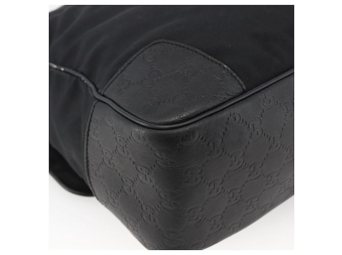 Bolsa de Ombro Guccissima em Lona Preta e Prata da GUCCI 162410 Auth bs33484 Preto - vista 16