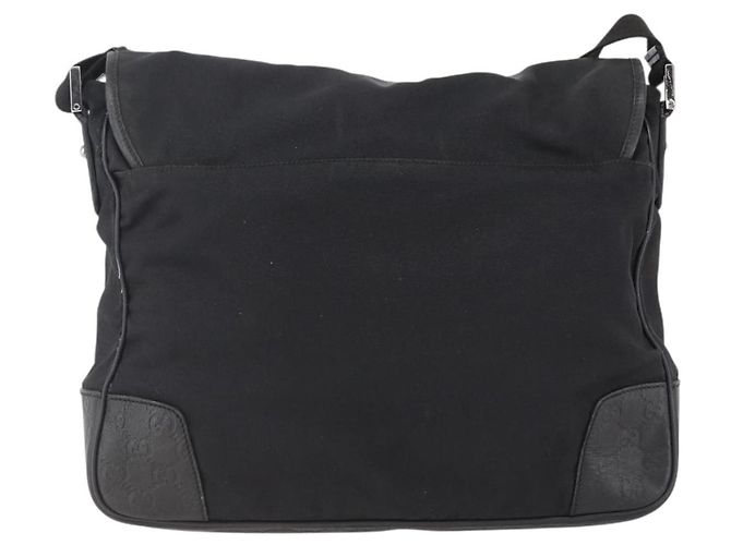 Bolsa de Ombro Guccissima em Lona Preta e Prata da GUCCI 162410 Auth bs33484 Preto - vista 2