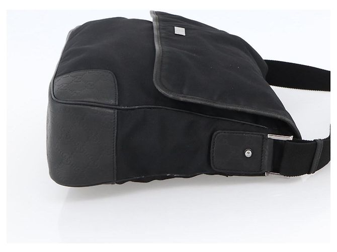Bolsa de Ombro Guccissima em Lona Preta e Prata da GUCCI 162410 Auth bs33484 Preto - vista 4