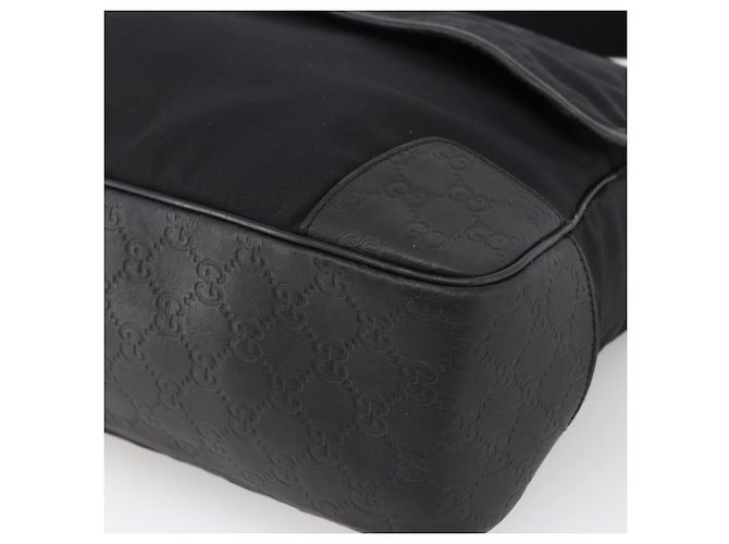 Bolsa de Ombro Guccissima em Lona Preta e Prata da GUCCI 162410 Auth bs33484 Preto - vista 9