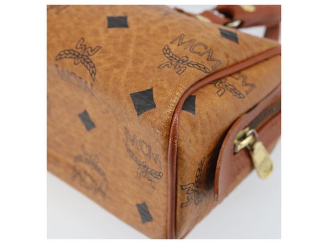 Borsa Boston Mini Vicetos Logogram MCM in PVC Marrone Oro Auth gh1736 D'oro - vista 15