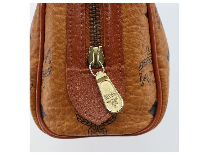 Borsa Boston Mini Vicetos Logogram MCM in PVC Marrone Oro Auth gh1736 D'oro - vista 17