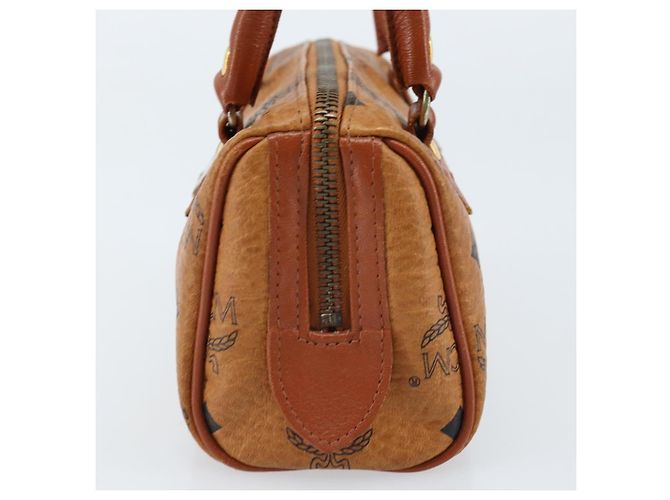 Borsa Boston Mini Vicetos Logogram MCM in PVC Marrone Oro Auth gh1736 D'oro - vista 3
