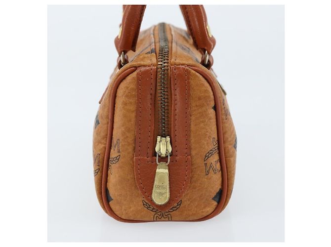 Borsa Boston Mini Vicetos Logogram MCM in PVC Marrone Oro Auth gh1736 D'oro - vista 4