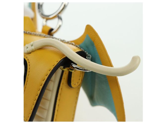 Borsa a secchiello Nano Drago in pelle FENDI x FRGMT x POKMON Gialla Auth 166961SM Argento Giallo - vista 21