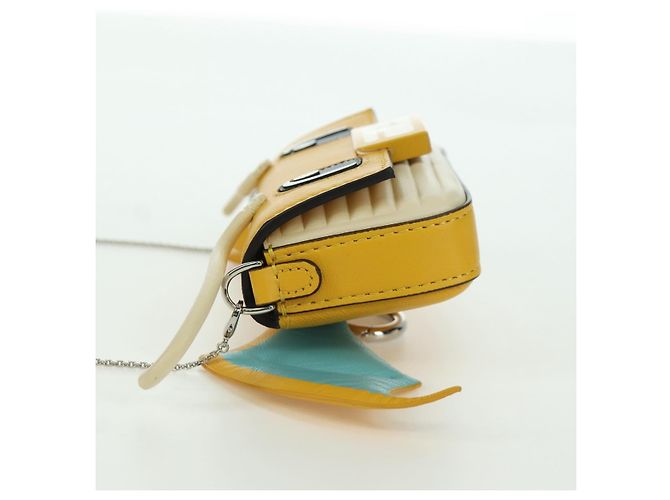 Borsa a secchiello Nano Drago in pelle FENDI x FRGMT x POKMON Gialla Auth 166961SM Argento Giallo - vista 3