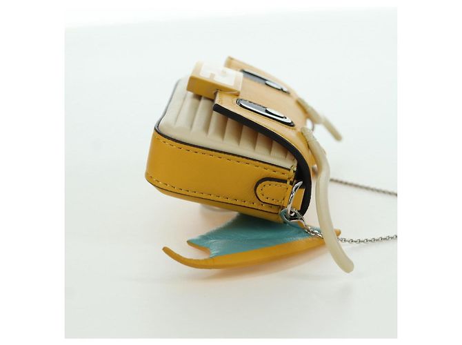 Borsa a secchiello Nano Drago in pelle FENDI x FRGMT x POKMON Gialla Auth 166961SM Argento Giallo - vista 4