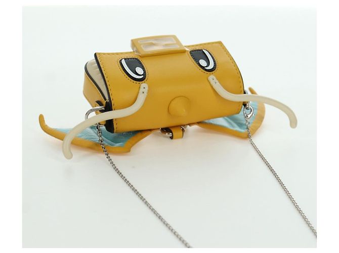 Borsa a secchiello Nano Drago in pelle FENDI x FRGMT x POKMON Gialla Auth 166961SM Argento Giallo - vista 6