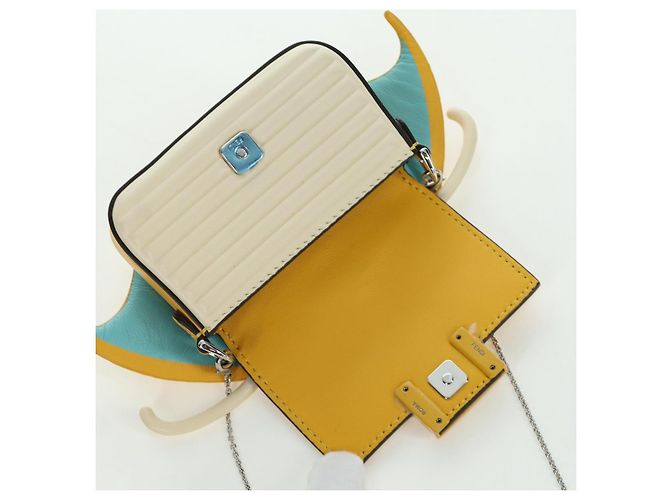 Borsa a secchiello Nano Drago in pelle FENDI x FRGMT x POKMON Gialla Auth 166961SM Argento Giallo - vista 9