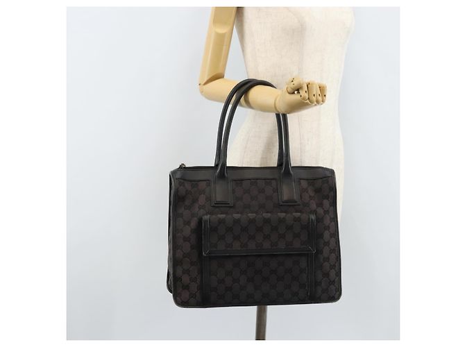 Sac à main en toile GG Gucci Noir Or 000 0854 Auth gh1791 Doré - vista 23