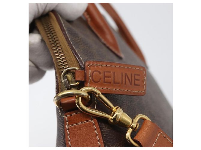 Céline Borsa a mano in tela Macadam CELINE in pelle PVC 2 in 1 marrone oro Auth ki6435 D'oro - vista 10