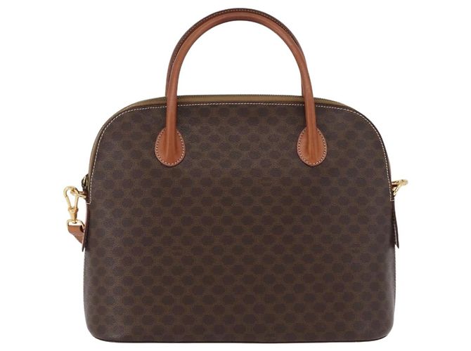 Céline Borsa a mano in tela Macadam CELINE in pelle PVC 2 in 1 marrone oro Auth ki6435 D'oro - vista 13