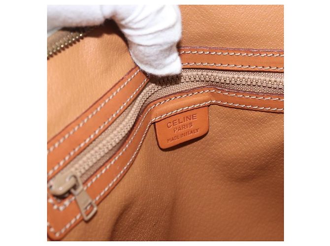 Céline Borsa a mano in tela Macadam CELINE in pelle PVC 2 in 1 marrone oro Auth ki6435 D'oro - vista 19
