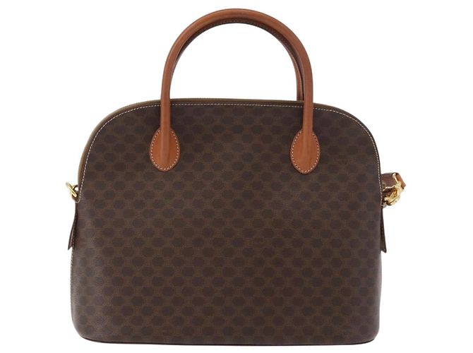 Céline Borsa a mano in tela Macadam CELINE in pelle PVC 2 in 1 marrone oro Auth ki6435 D'oro - vista 2