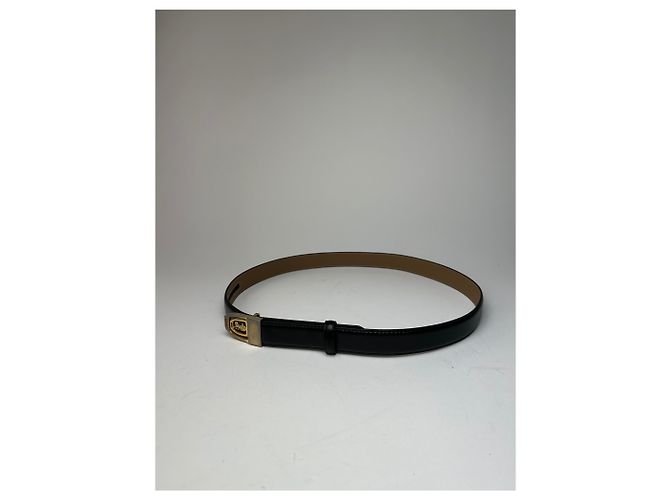 Céline Vintage Celine Paris Gürtel aus schwarzem Leder mit Schlangenprägung - Ansicht 10