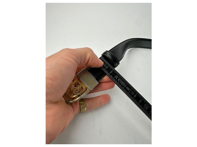 Céline Vintage Celine Paris Gürtel aus schwarzem Leder mit Schlangenprägung - Ansicht 9