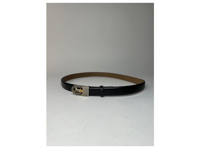 Céline Vintage Celine Schlangenprägung Leder Gürtel Schwarz - Ansicht 10