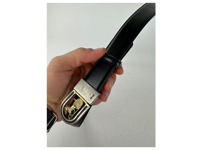 Céline Vintage Celine Schlangenprägung Leder Gürtel Schwarz - Ansicht 2