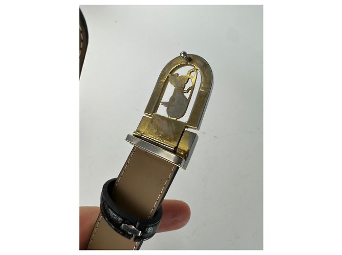 Céline Vintage Celine Schlangenprägung Leder Gürtel Schwarz - Ansicht 3