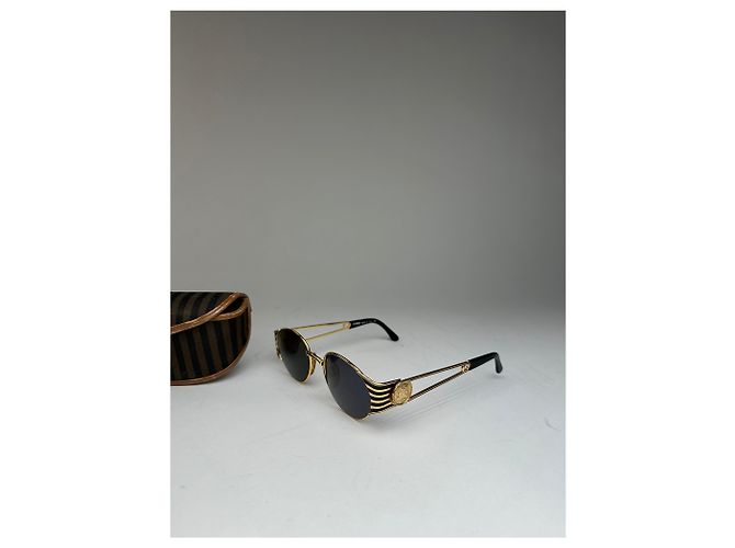 Occhiali da sole vintage Fendi Nero Oro D'oro - vista 8