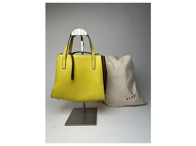 Vintage Marni Lederhandtasche Gelb - Ansicht 11