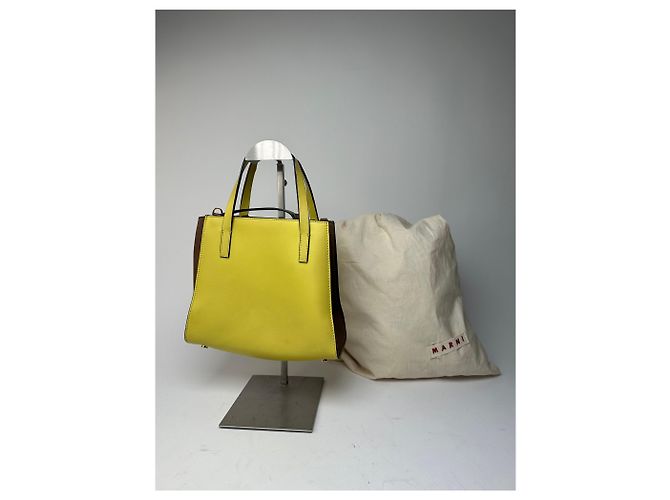 Vintage Marni Lederhandtasche Gelb - Ansicht 2