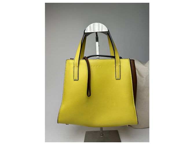 Vintage Marni Lederhandtasche Gelb - Ansicht 4