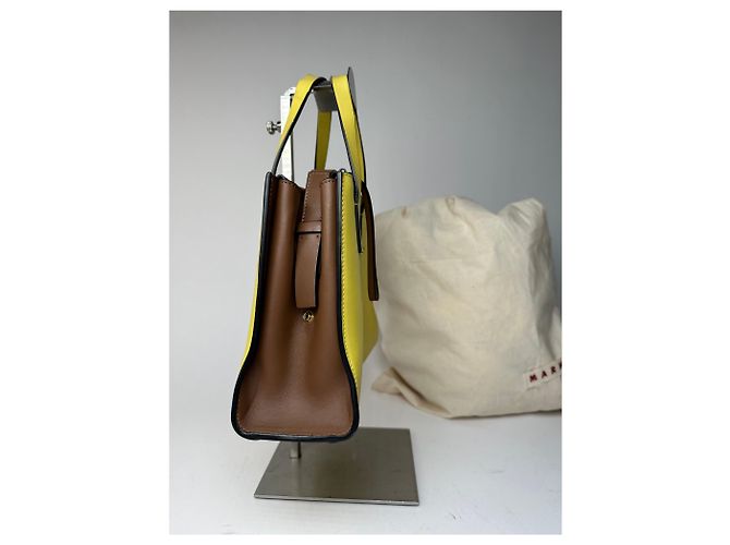 Vintage Marni Lederhandtasche Gelb - Ansicht 5
