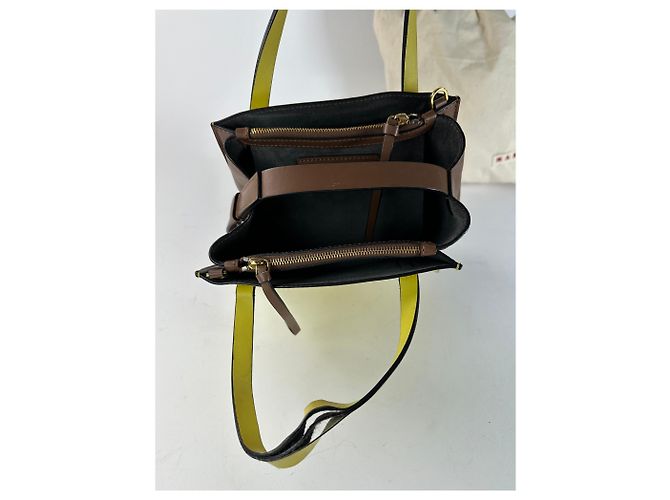 Vintage Marni Lederhandtasche Gelb - Ansicht 6