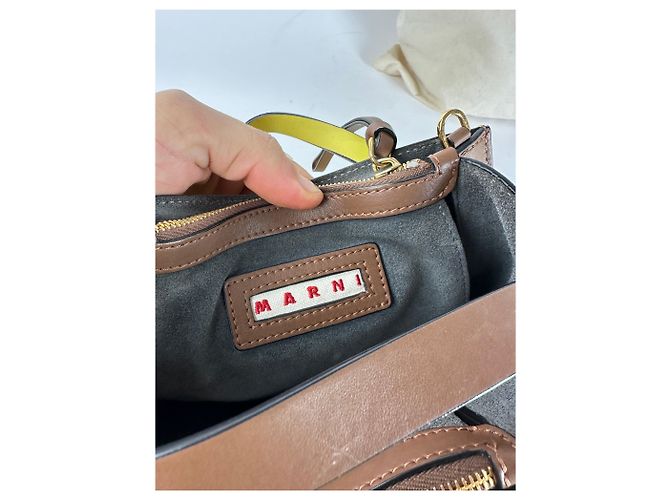 Vintage Marni Lederhandtasche Gelb - Ansicht 7