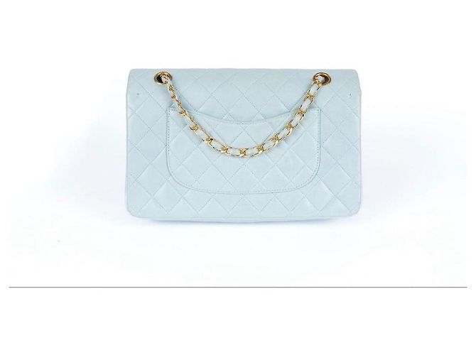 Chanel Timeless Schultertasche doppeltes Flap himmelblau Lammleder Hellblau - Ansicht 2