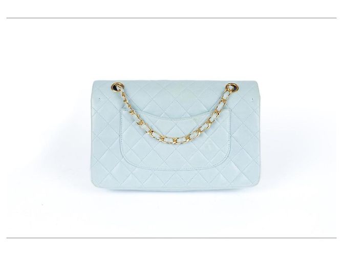 Chanel Timeless Schultertasche doppeltes Flap himmelblau Lammleder Hellblau - Ansicht 3