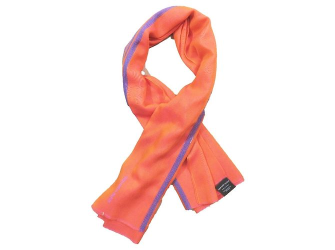 Plume Stola in cashmere e seta Hermès in blu e arancione - vista 2