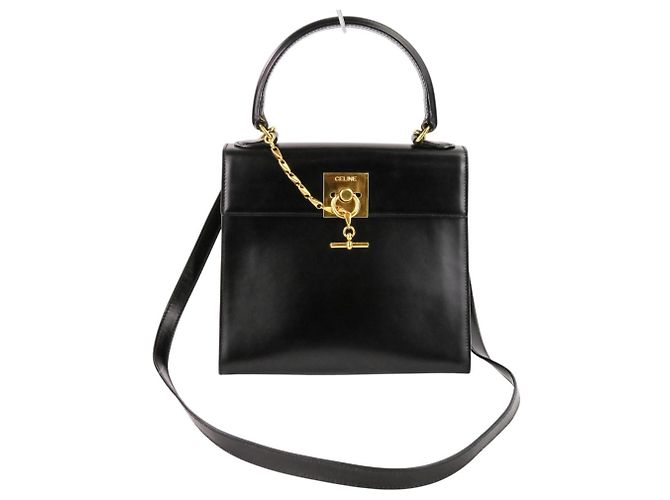 Céline Borsa a mano in pelle con catena Celine Nero - vista 11