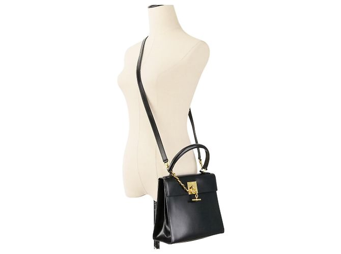 Céline Borsa a mano in pelle con catena Celine Nero - vista 12