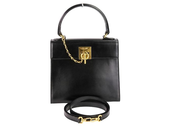 Céline Borsa a mano in pelle con catena Celine Nero - vista 13