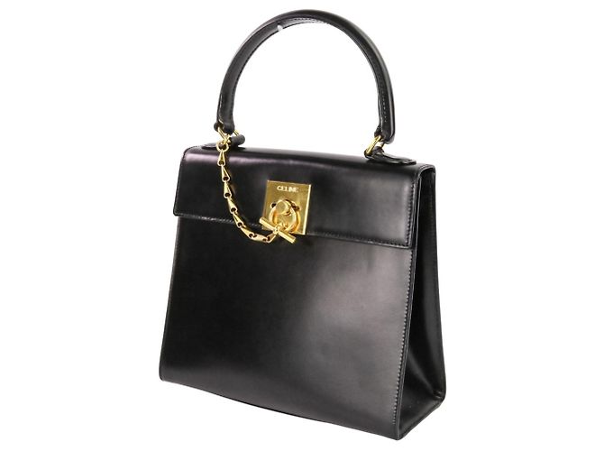 Céline Borsa a mano in pelle con catena Celine Nero - vista 2