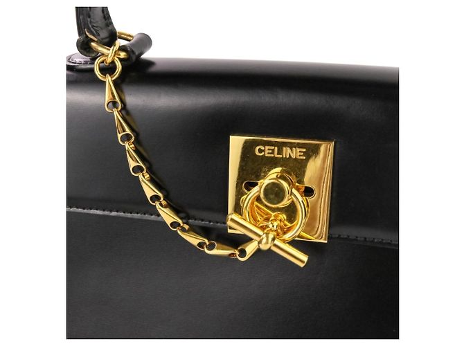Céline Borsa a mano in pelle con catena Celine Nero - vista 6